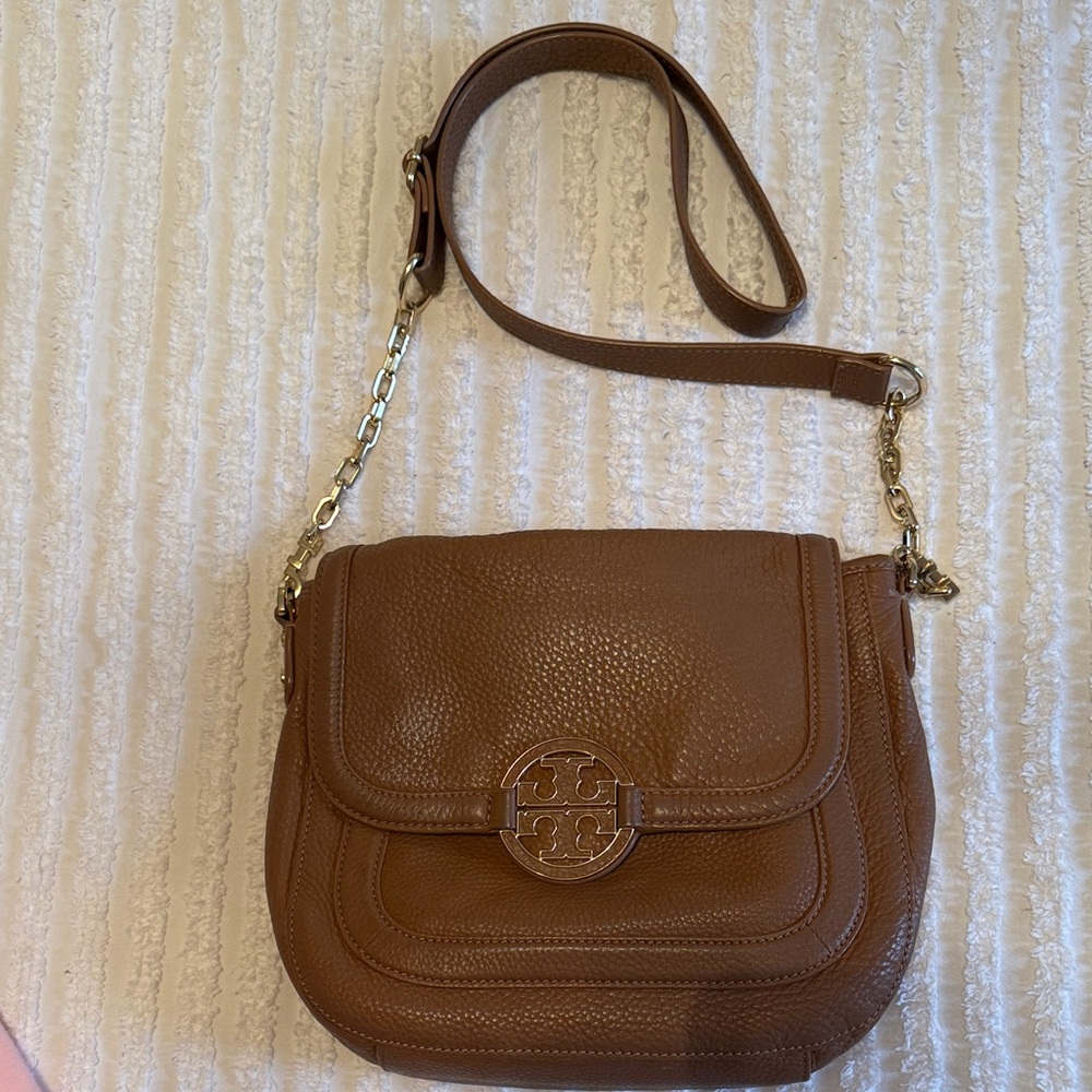 Tory Burch Amanda Brown Leather Crossbody Bag